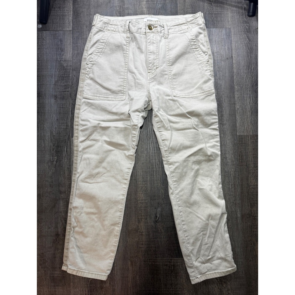 Pistola Womens High Rise Utility Straight Leg Pants Beige Tan Side Stripe Sz 28 - Picture 1 of 7